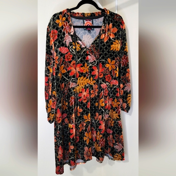 JOHNNY WAS JASMOON FLORE VELVET/SILK FIELD TIERED DRESS SIZE L BNWOT - Picture 12 of 14